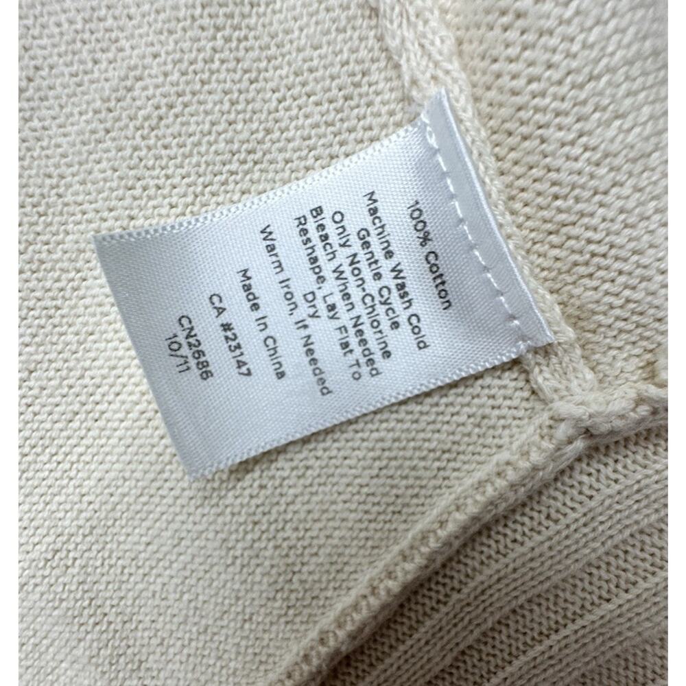 Talbots Womens Cardigan Size M Ivory Handkerchief Hem Open Drape 100% Cotton - Picture 7 of 8